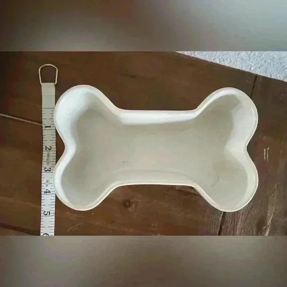 Santa paws ceramic bone shaped Water/Food/Treat Bowl CHRISTMAS Pet Gift